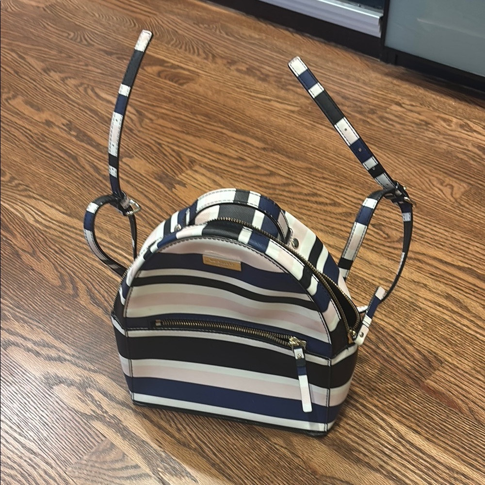 Kate Spade Striped Backpack in Navy, White, and Black